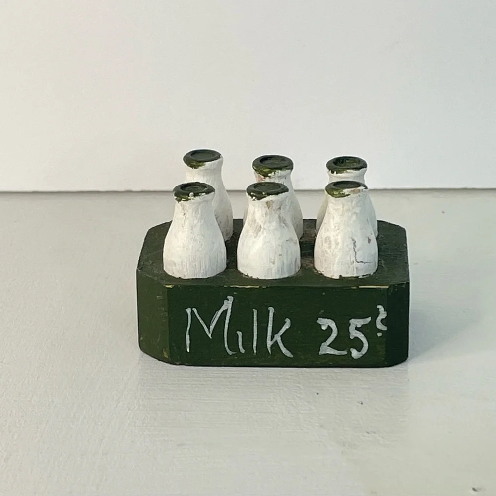 Miniature Wooden Milk Case Vintage 1” Tall - Picture 8 of 10